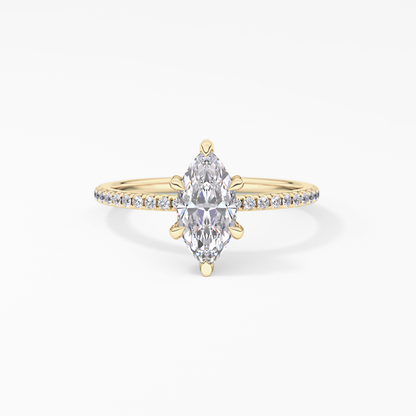 Marquise Halo & Pave Lab Grown Diamond Engagement Ring
