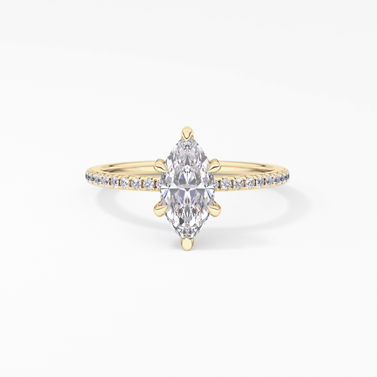 Marquise Halo & Pave Lab Grown Diamond Engagement Ring