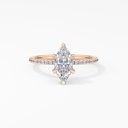 Marquise Halo & Pave Lab Grown Diamond Engagement Ring