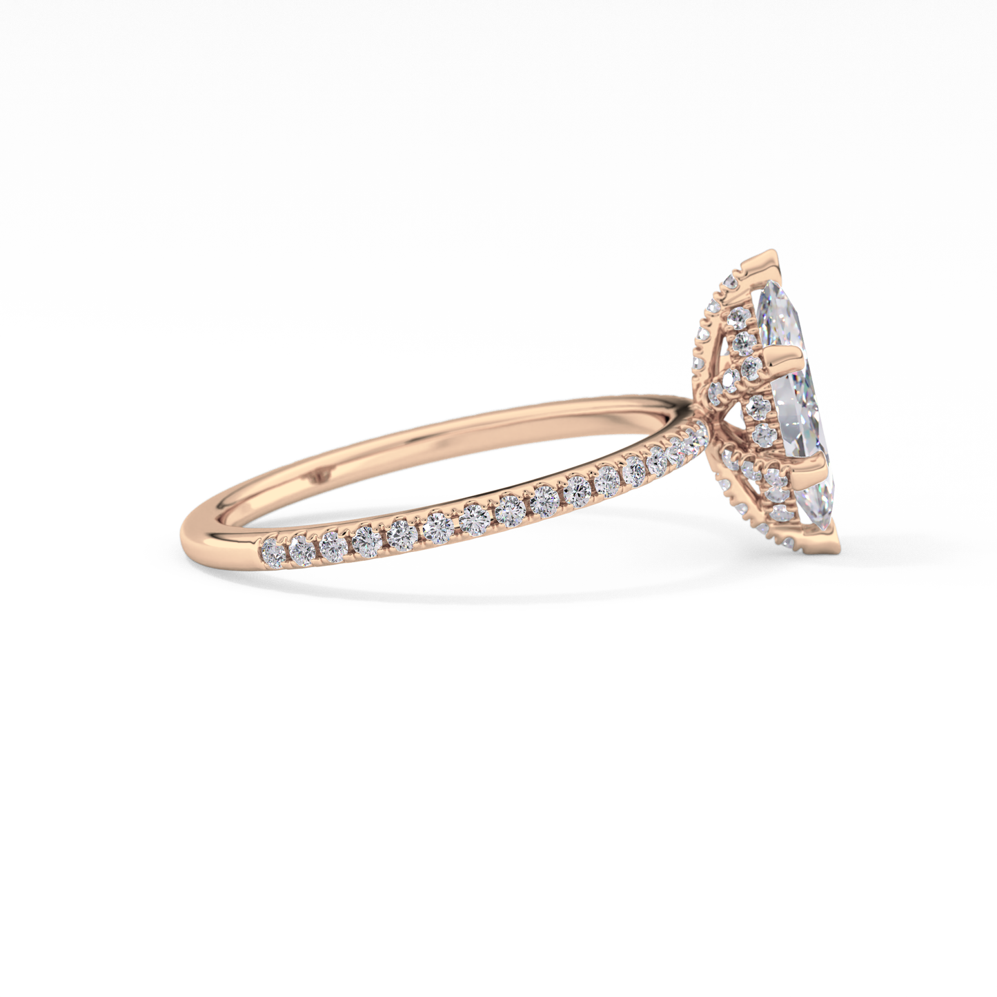 Marquise Halo & Pave Lab Grown Diamond Engagement Ring