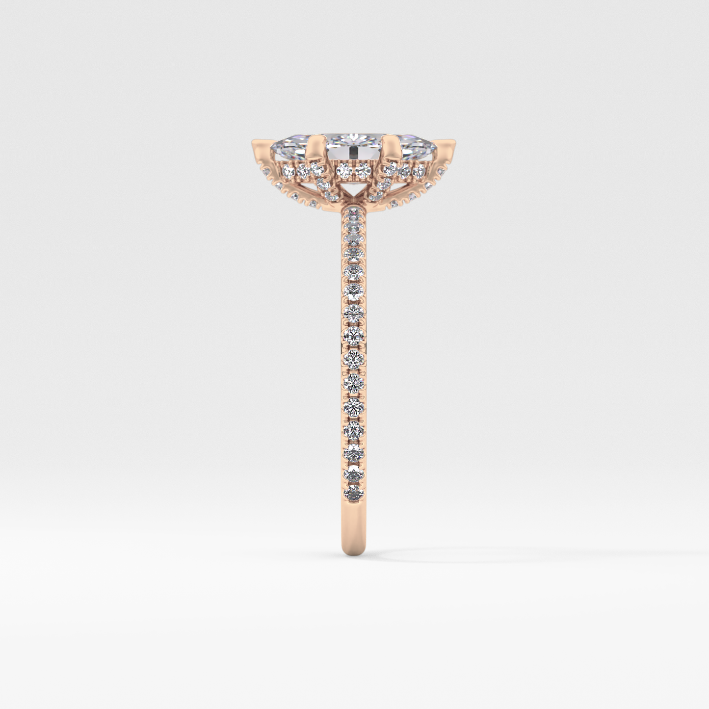 Marquise Halo & Pave Lab Grown Diamond Engagement Ring