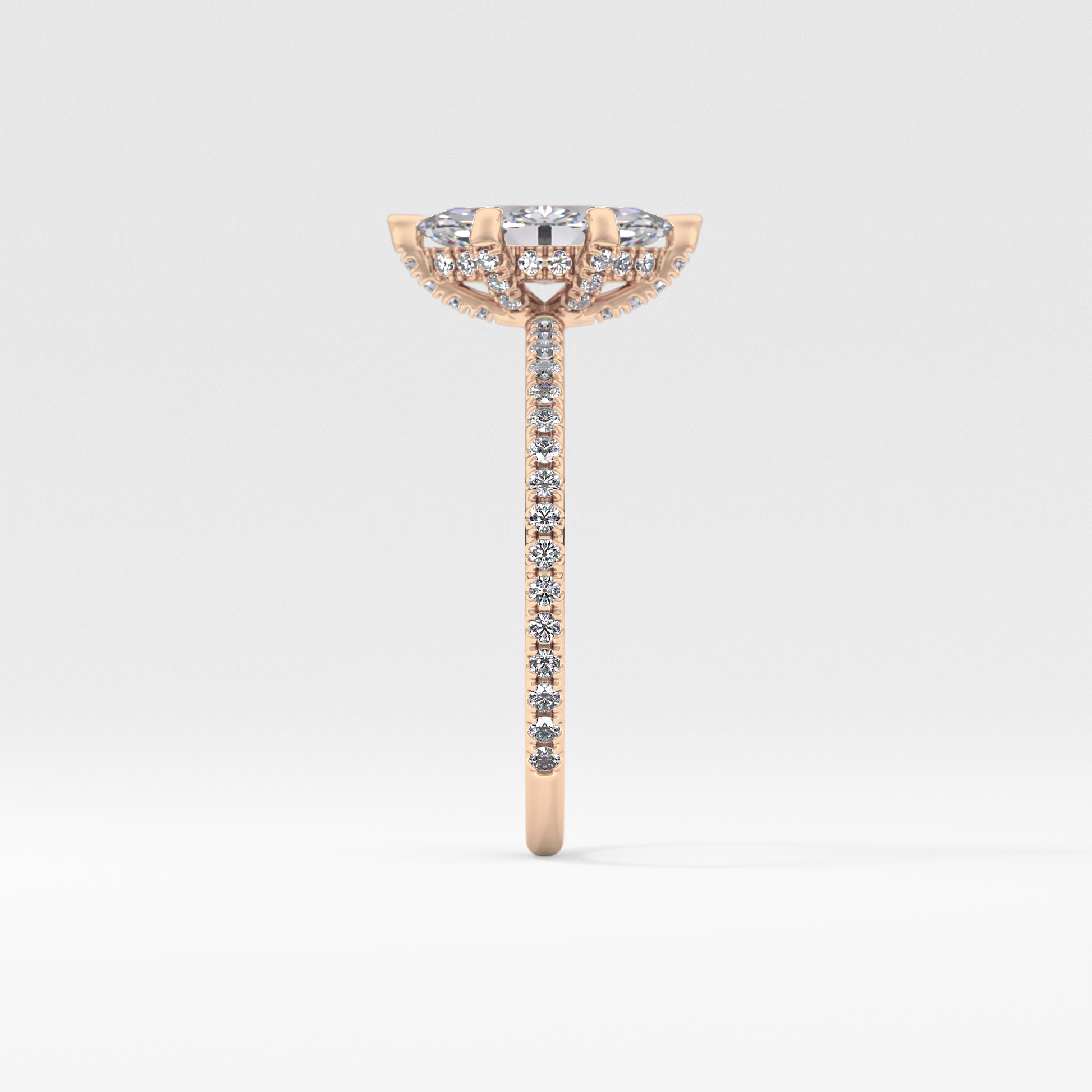 Marquise Halo & Pave Lab Grown Diamond Engagement Ring