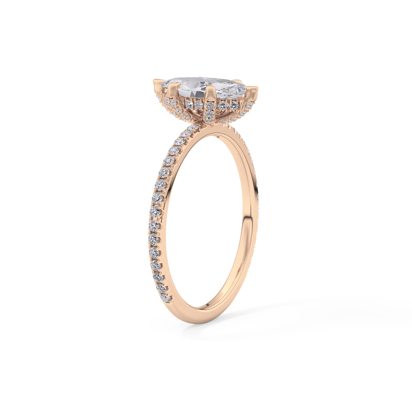 Marquise Halo & Pave Lab Grown Diamond Engagement Ring