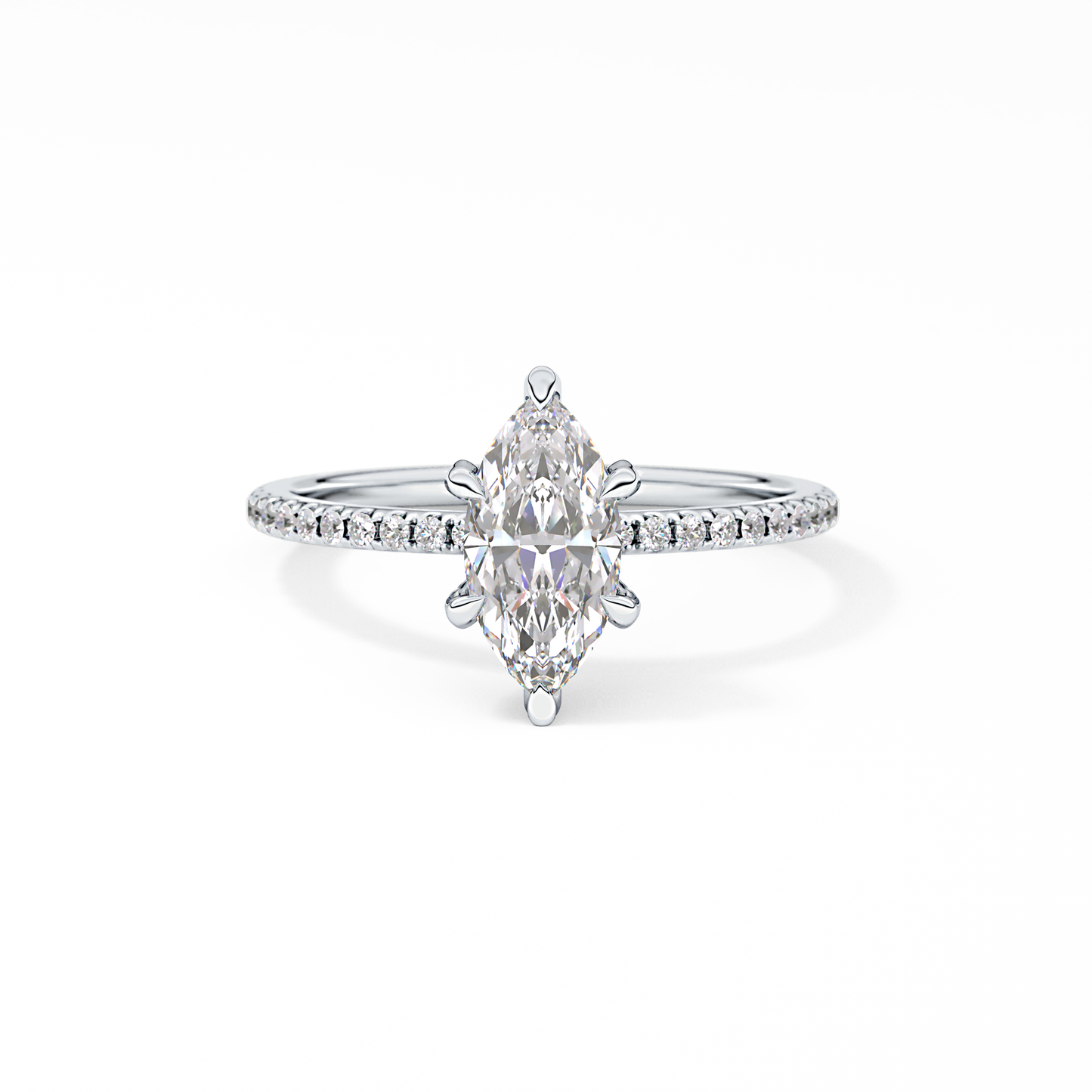 Marquise Halo & Pave Lab Grown Diamond Engagement Ring
