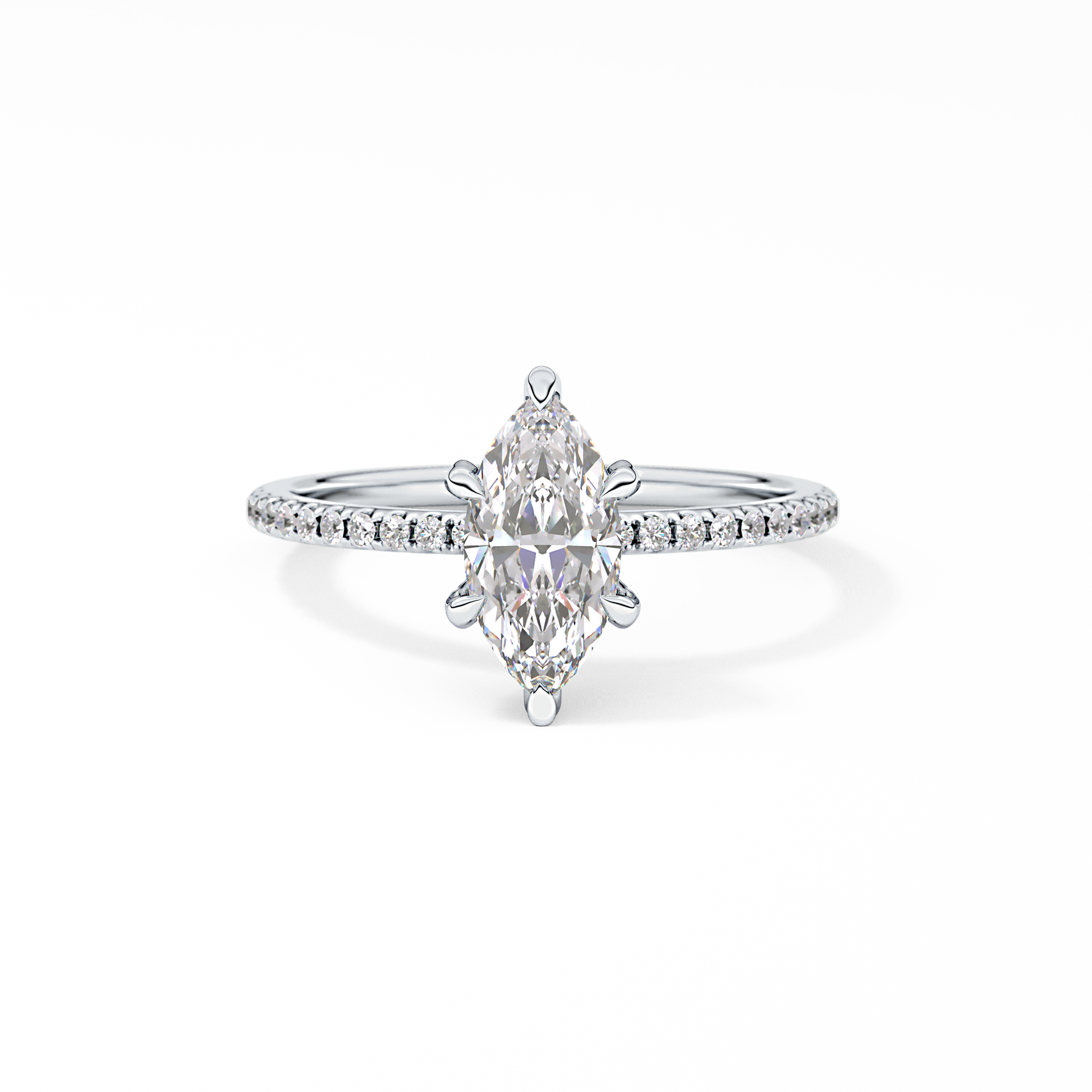 Marquise Halo & Pave Lab Grown Diamond Engagement Ring