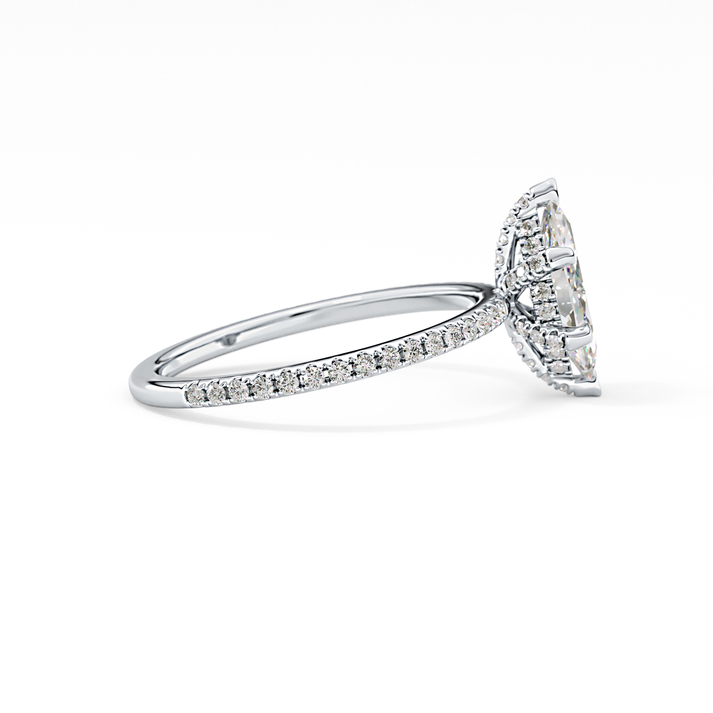 Marquise Halo & Pave Lab Grown Diamond Engagement Ring
