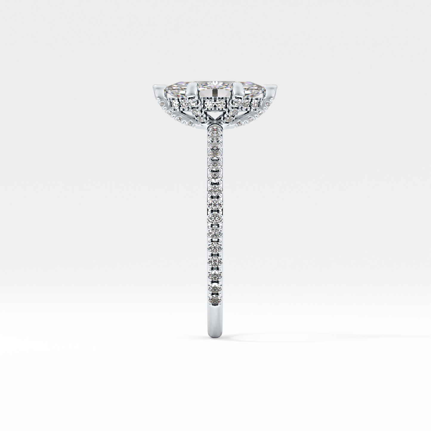 Marquise Halo & Pave Lab Grown Diamond Engagement Ring