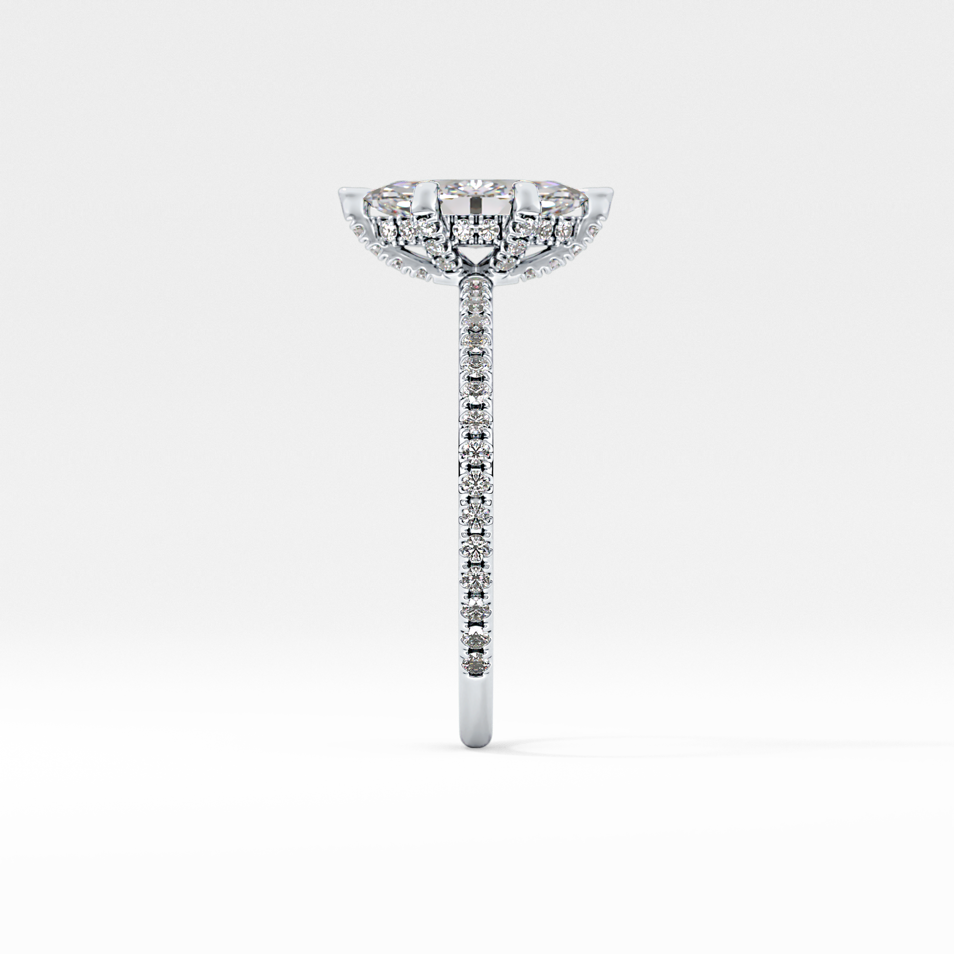 Marquise Halo & Pave Lab Grown Diamond Engagement Ring