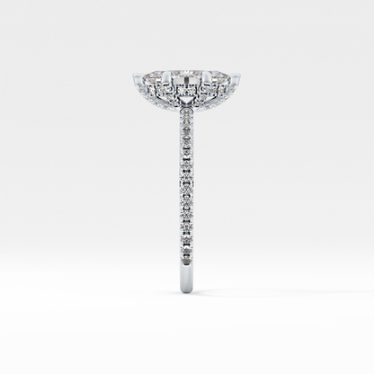 Marquise Halo & Pave Lab Grown Diamond Engagement Ring