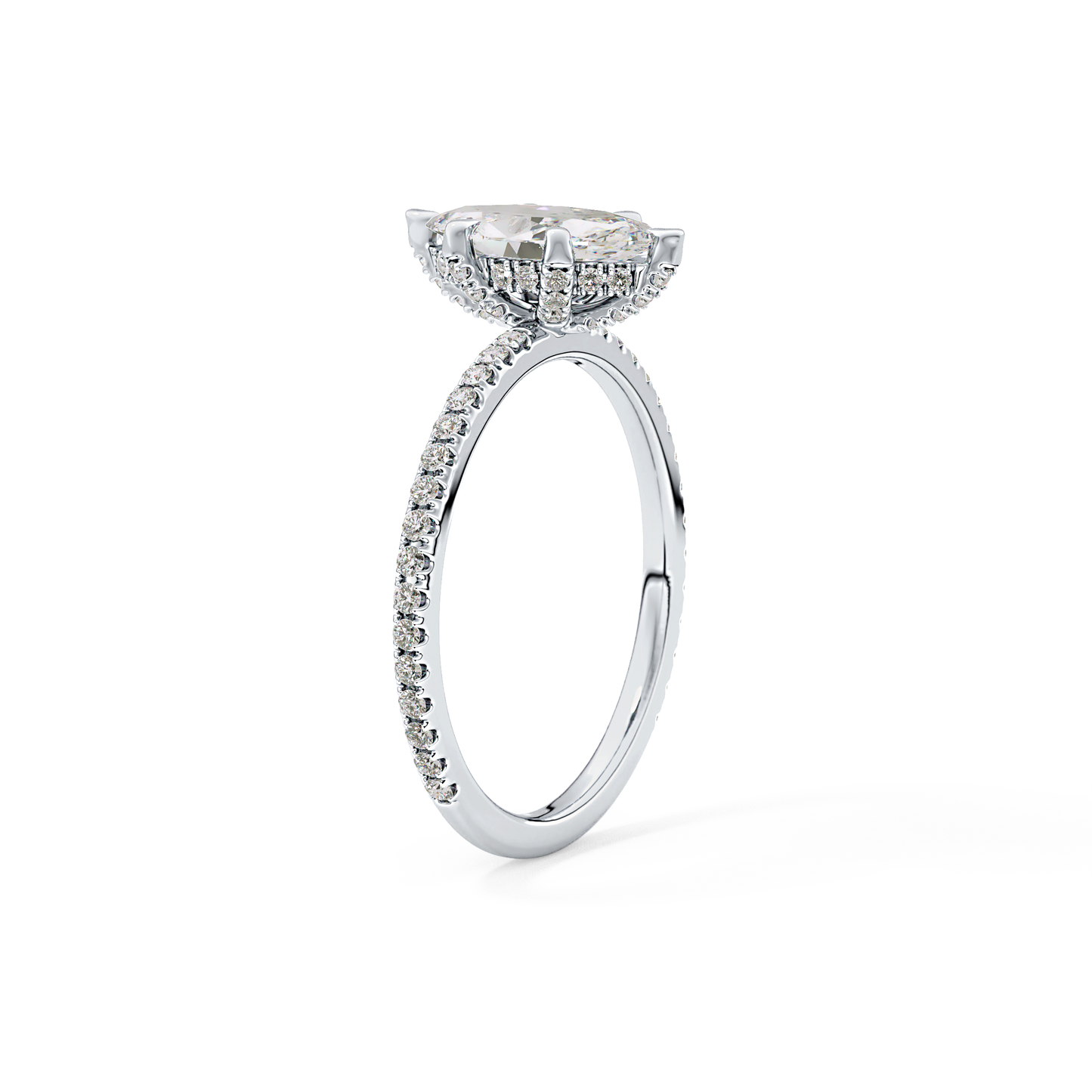 Marquise Halo & Pave Lab Grown Diamond Engagement Ring