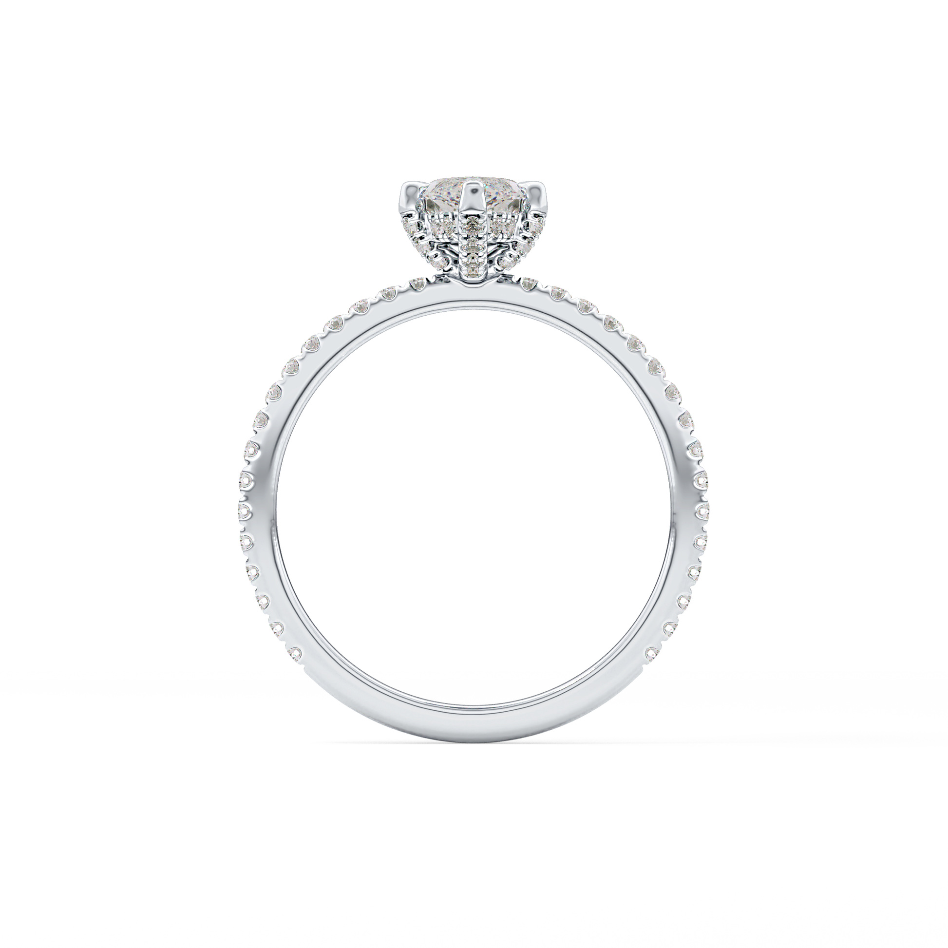 Marquise Halo & Pave Lab Grown Diamond Engagement Ring