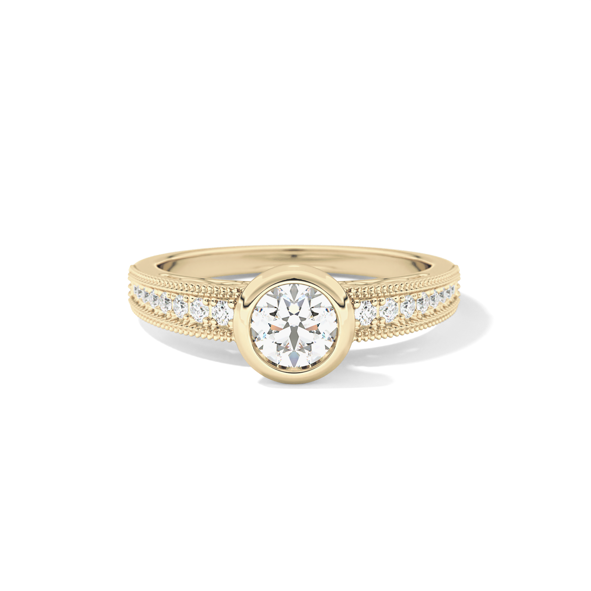Round Bezel & Channel Pave Lab Grown Diamond Engagement Ring