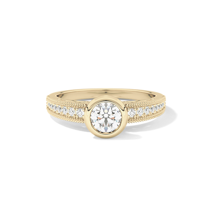 Round Bezel & Channel Pave Lab Grown Diamond Engagement Ring