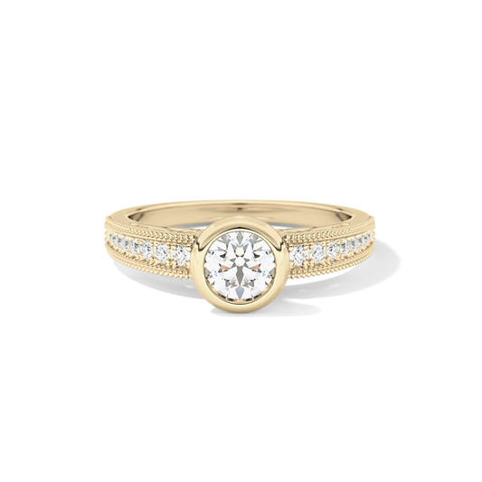 Round Bezel & Channel Pave Lab Grown Diamond Engagement Ring