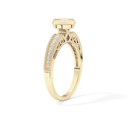 Round Bezel & Channel Pave Lab Grown Diamond Engagement Ring