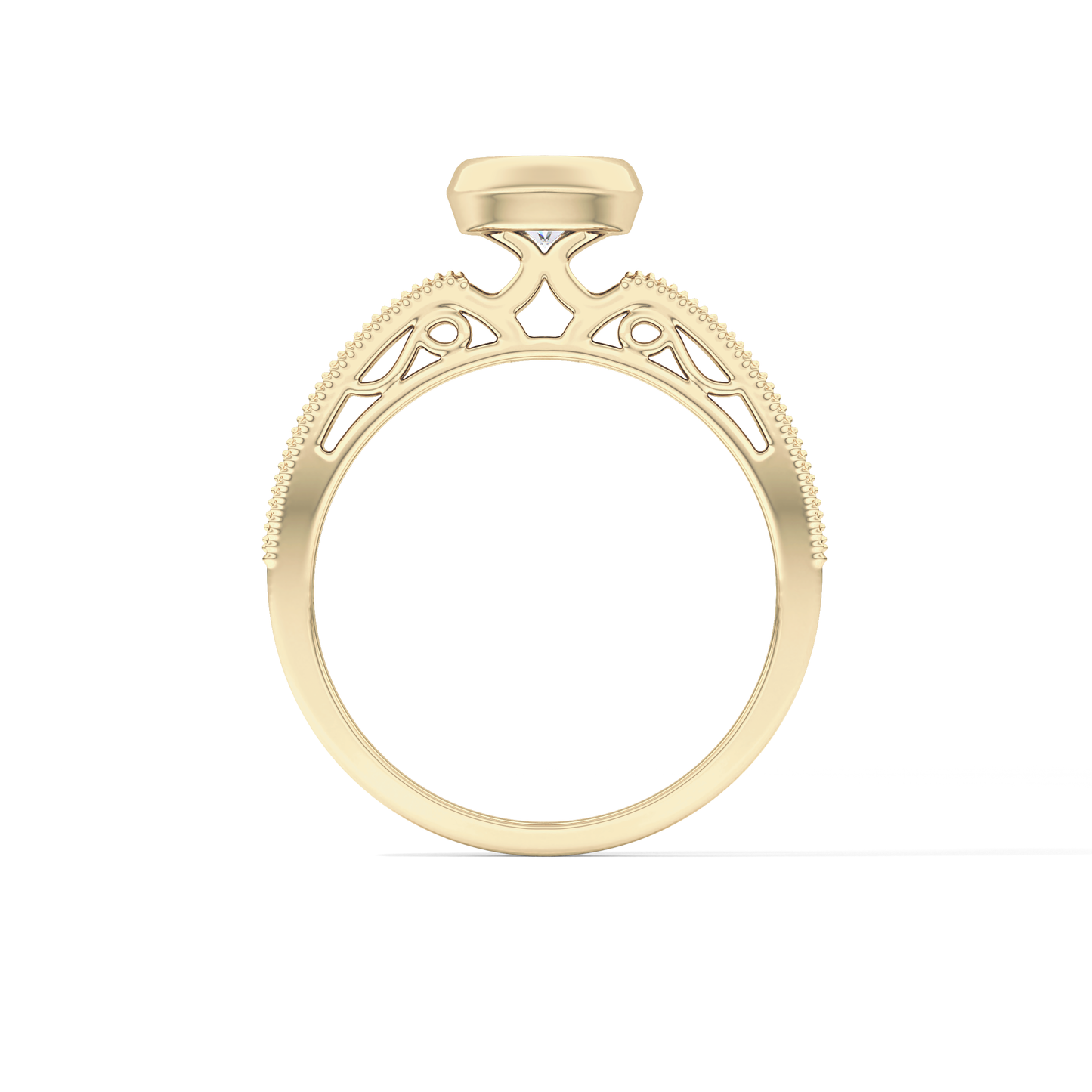 Round Bezel & Channel Pave Lab Grown Diamond Engagement Ring
