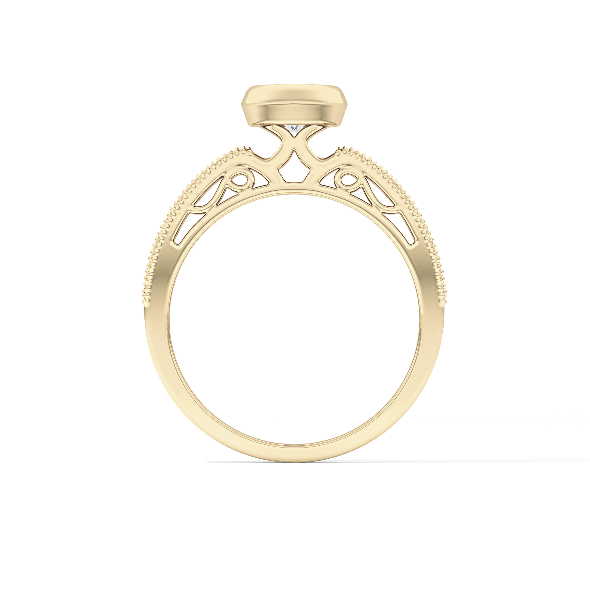 Round Bezel & Channel Pave Lab Grown Diamond Engagement Ring