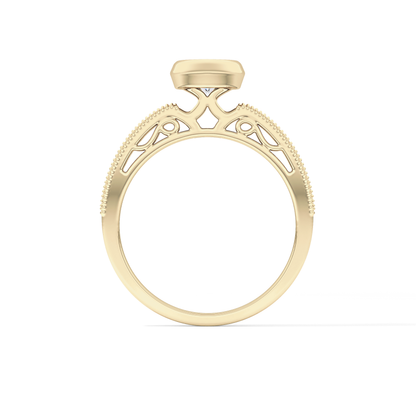 Round Bezel & Channel Pave Lab Grown Diamond Engagement Ring