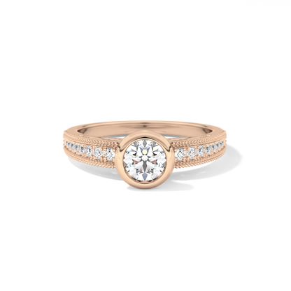 Round Bezel & Channel Pave Lab Grown Diamond Engagement Ring