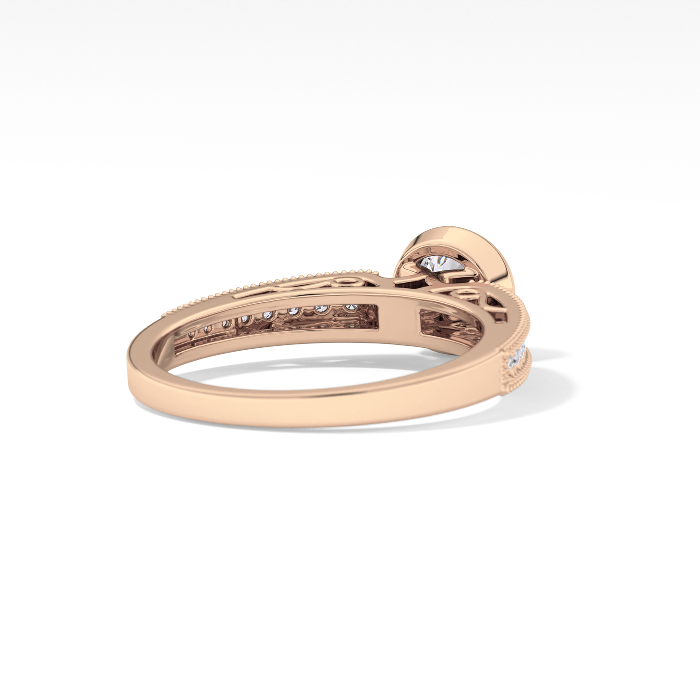 Round Bezel & Channel Pave Lab Grown Diamond Engagement Ring