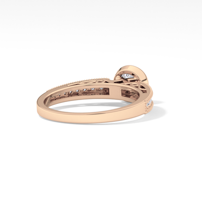Round Bezel & Channel Pave Lab Grown Diamond Engagement Ring