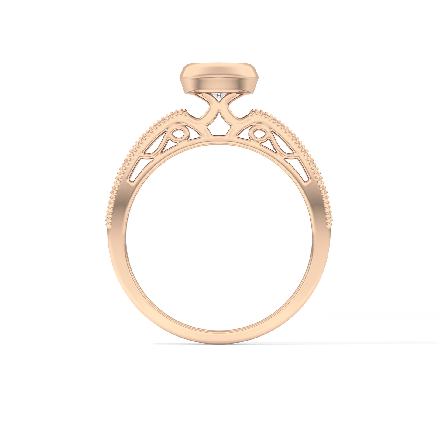 Round Bezel & Channel Pave Lab Grown Diamond Engagement Ring