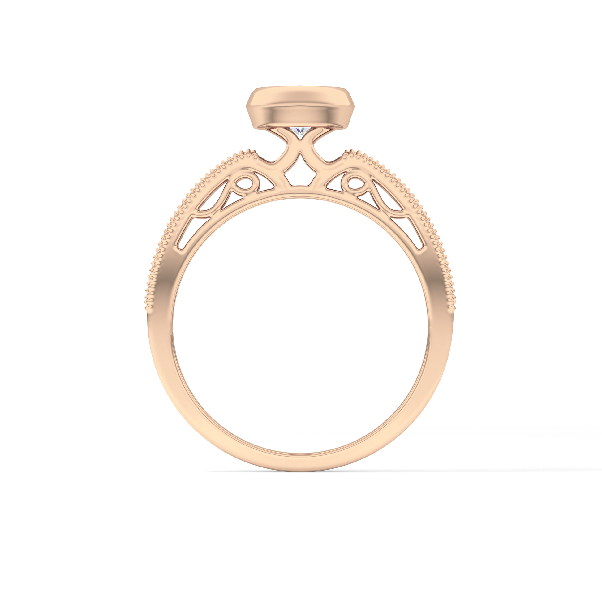Round Bezel & Channel Pave Lab Grown Diamond Engagement Ring