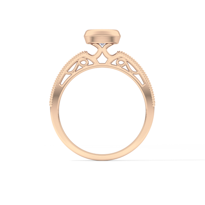 Round Bezel & Channel Pave Lab Grown Diamond Engagement Ring