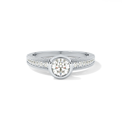 Round Bezel & Channel Pave Lab Grown Diamond Engagement Ring