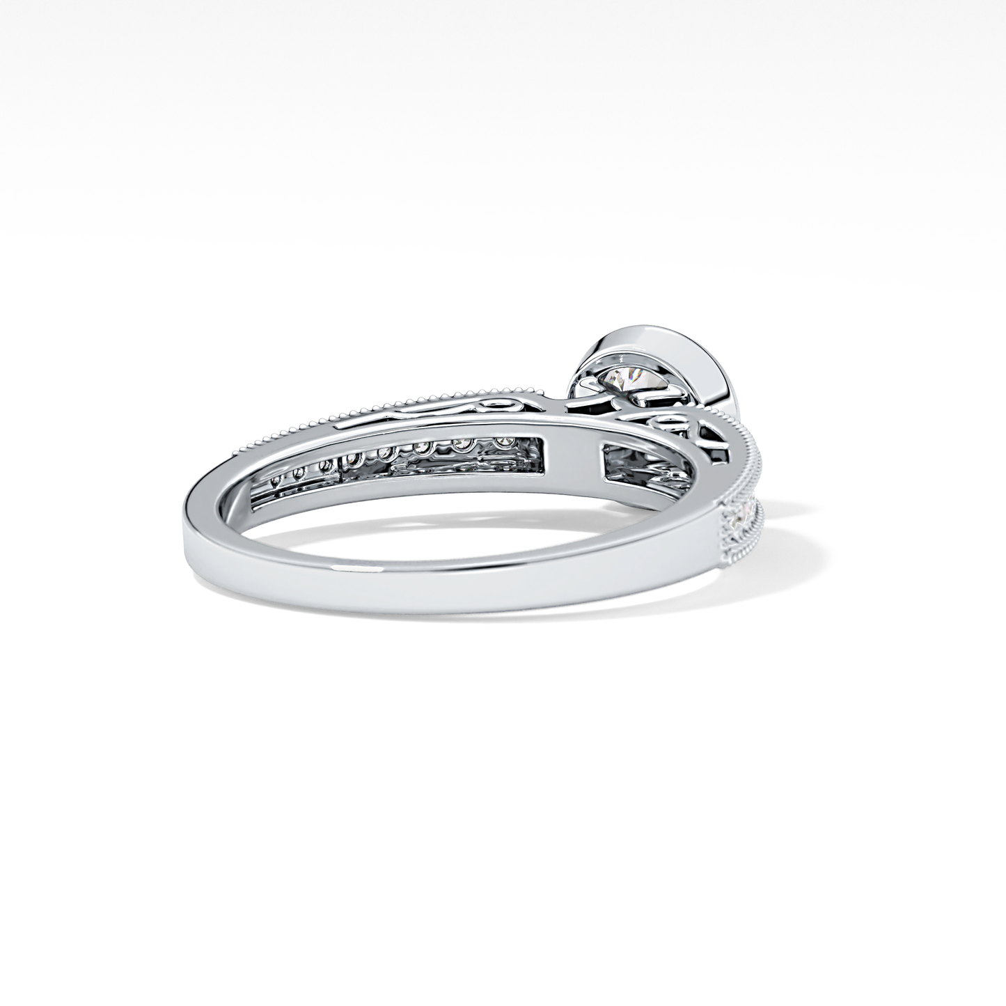 Round Bezel & Channel Pave Lab Grown Diamond Engagement Ring