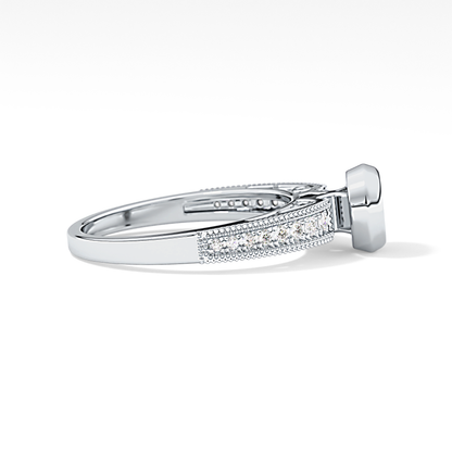 Round Bezel & Channel Pave Lab Grown Diamond Engagement Ring