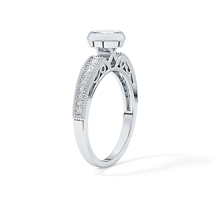 Round Bezel & Channel Pave Lab Grown Diamond Engagement Ring