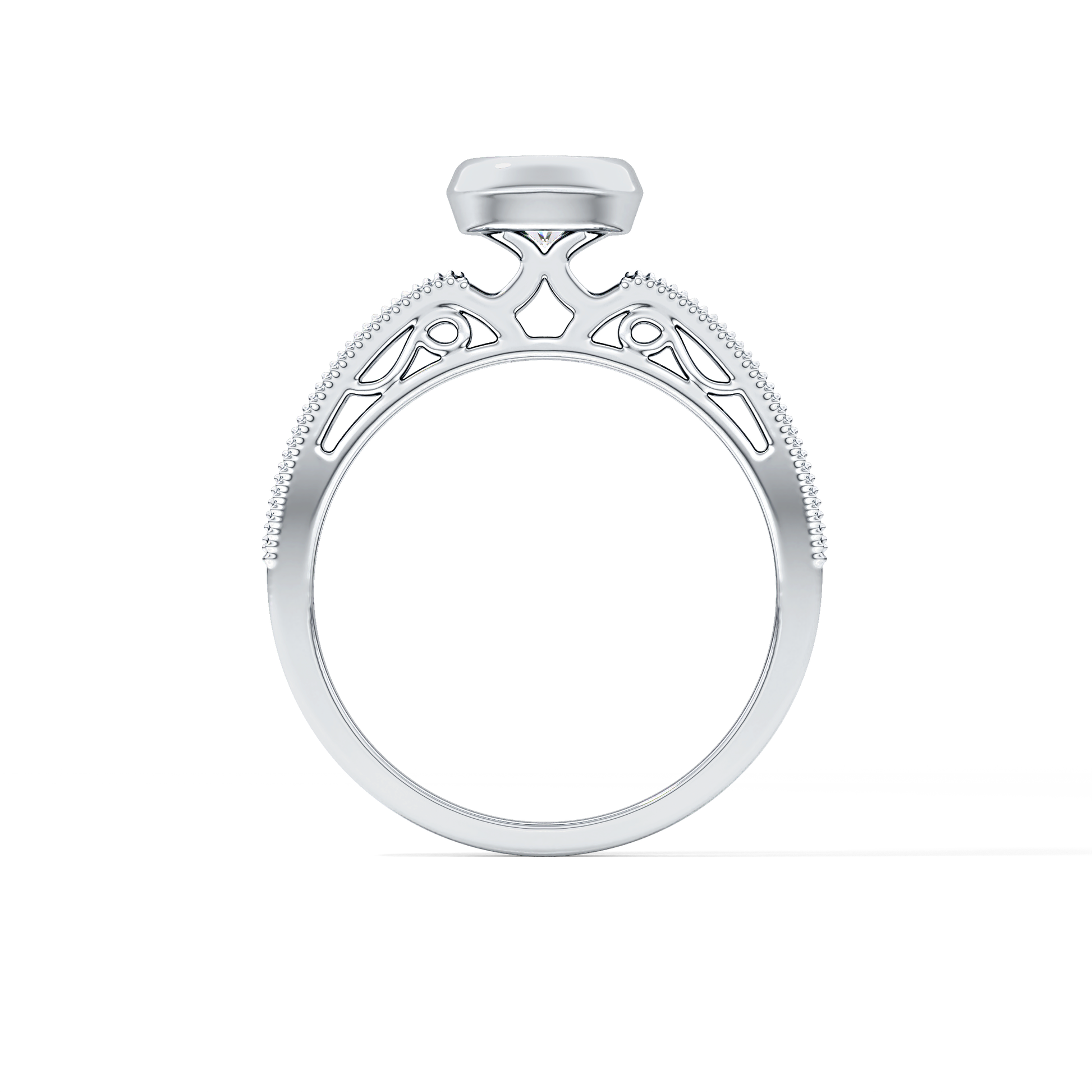 Round Bezel & Channel Pave Lab Grown Diamond Engagement Ring