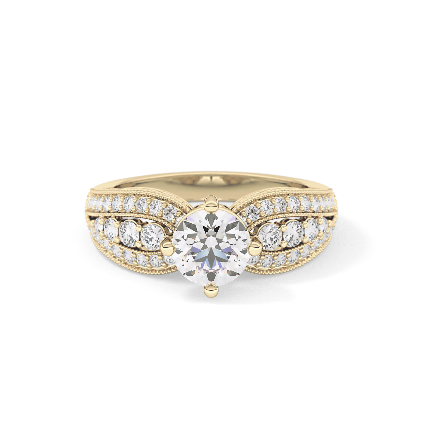 Round Pave Lab Grown Diamond Engagement Ring