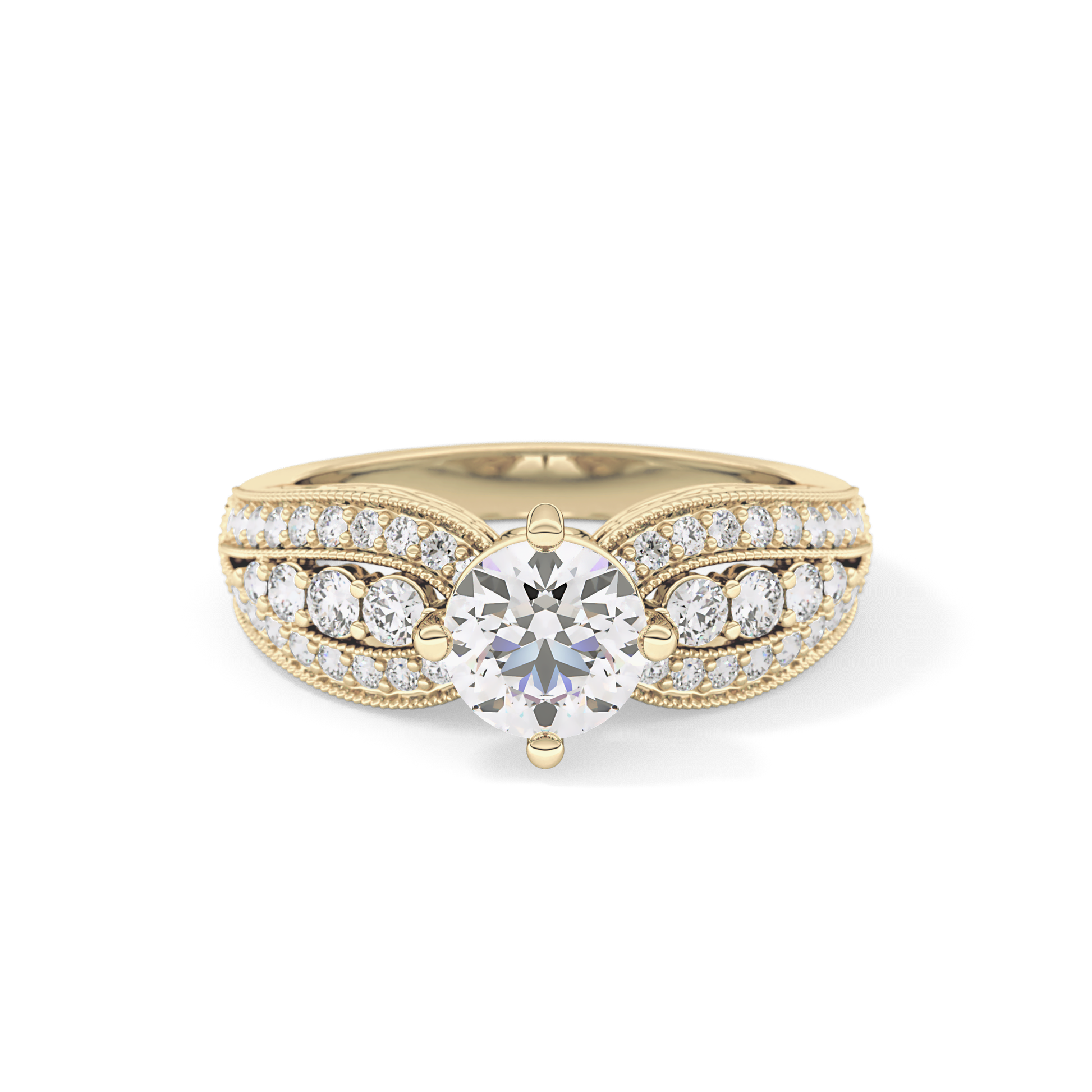 Round Pave Lab Grown Diamond Engagement Ring