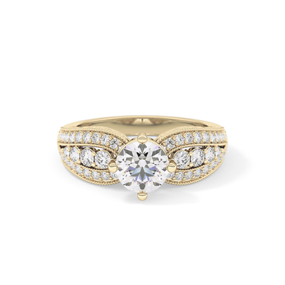 Round Pave Lab Grown Diamond Engagement Ring