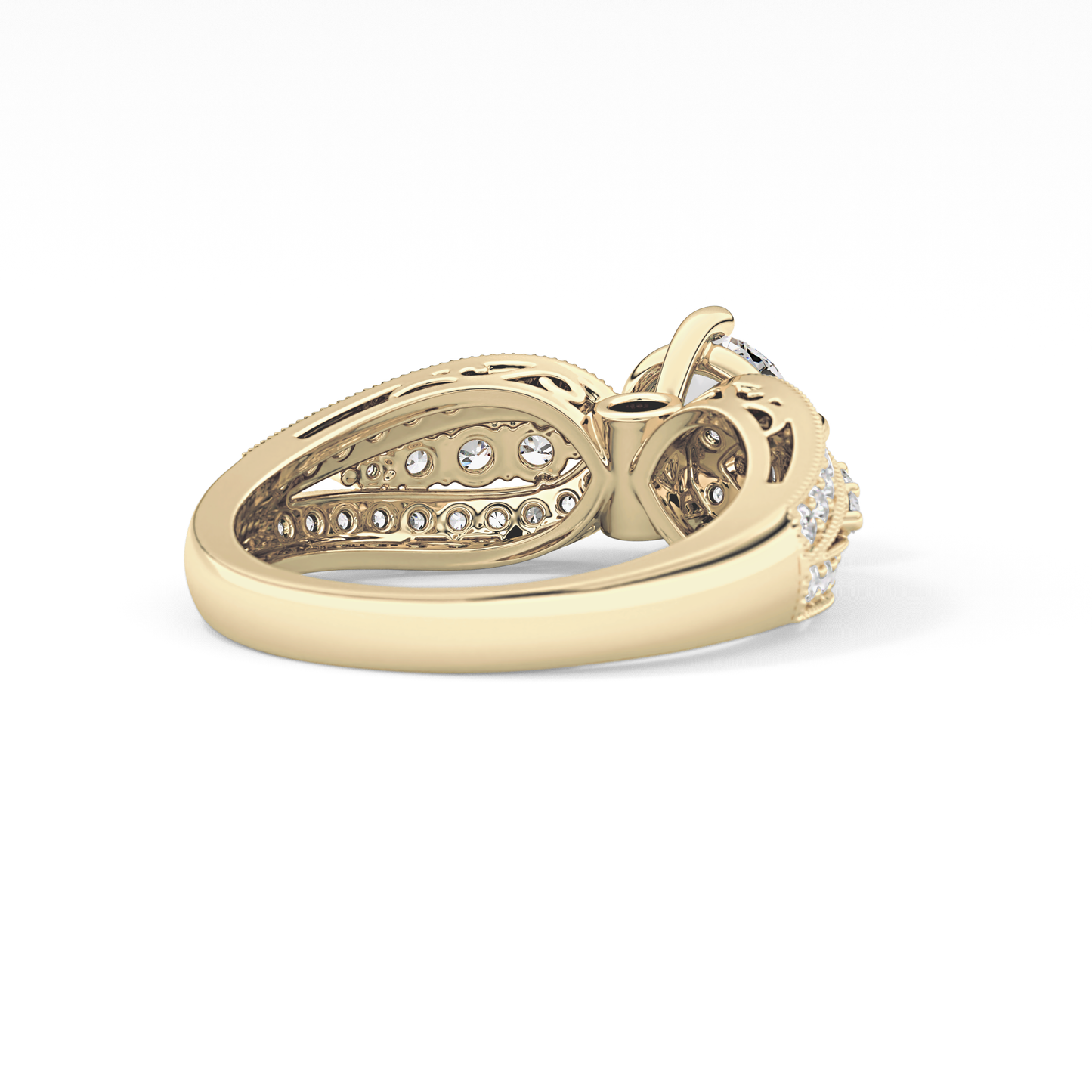 Round Pave Lab Grown Diamond Engagement Ring
