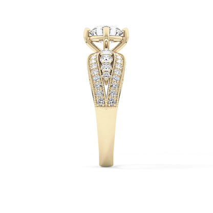 Round Pave Lab Grown Diamond Engagement Ring