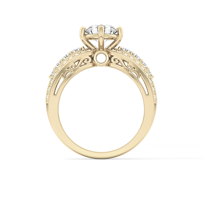 Round Pave Lab Grown Diamond Engagement Ring