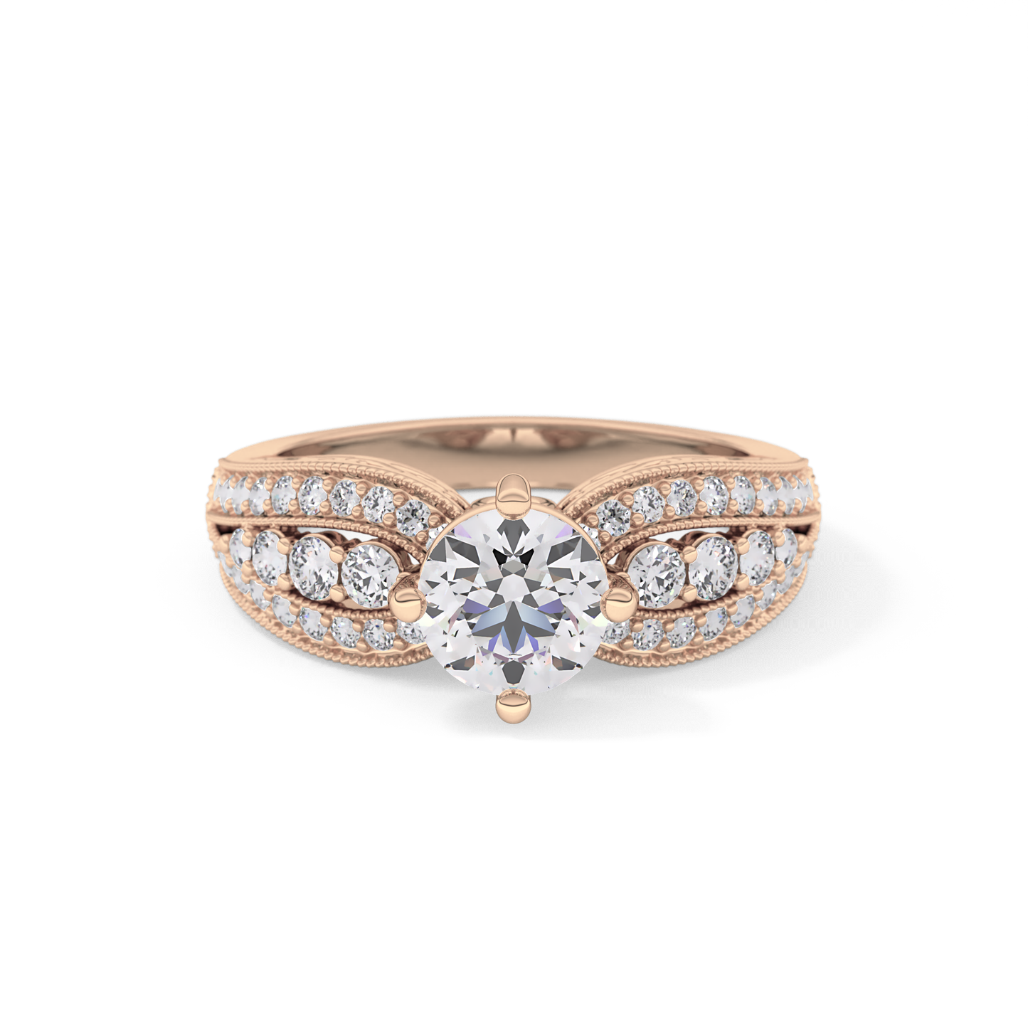 Round Pave Lab Grown Diamond Engagement Ring