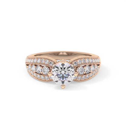 Round Pave Lab Grown Diamond Engagement Ring