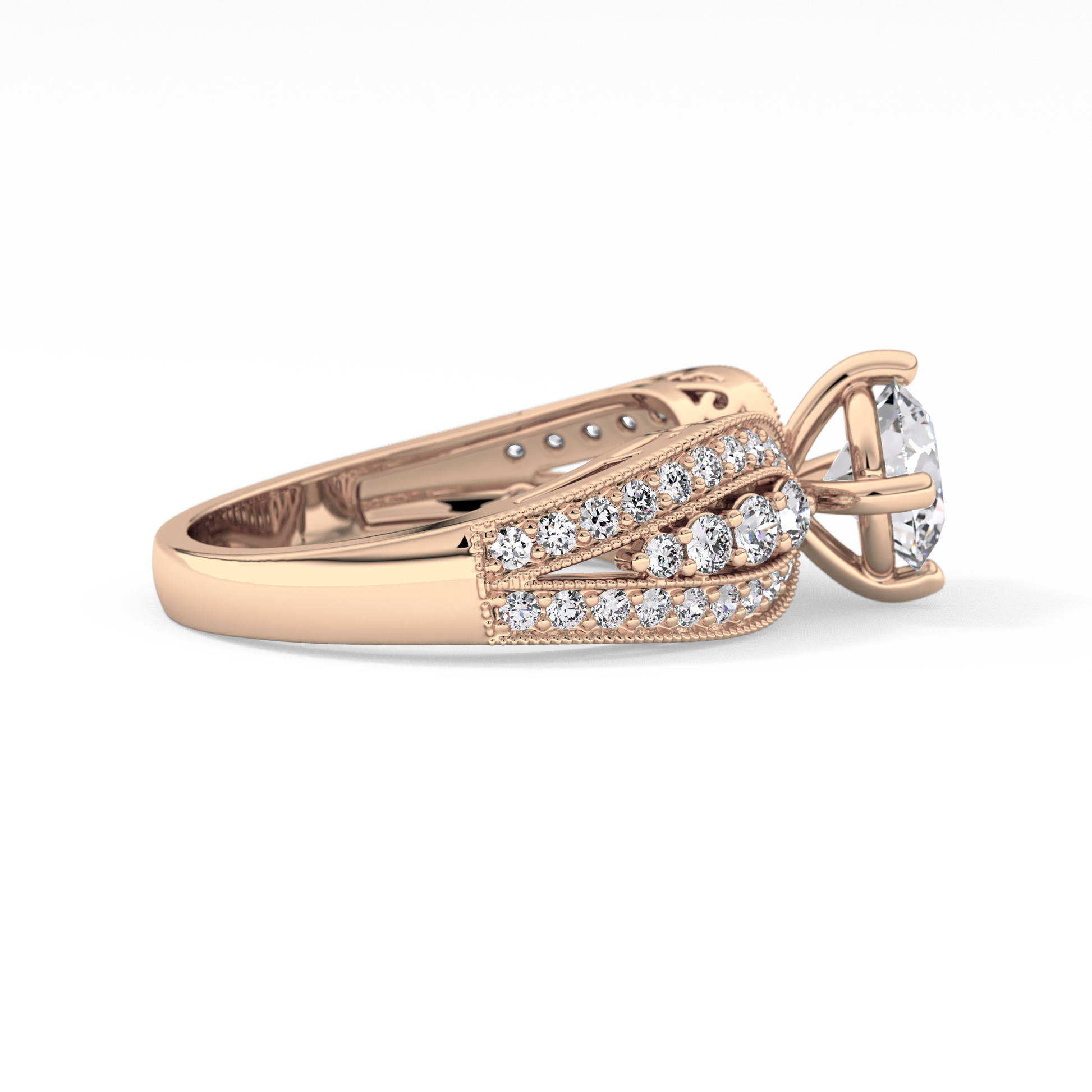 Round Pave Lab Grown Diamond Engagement Ring