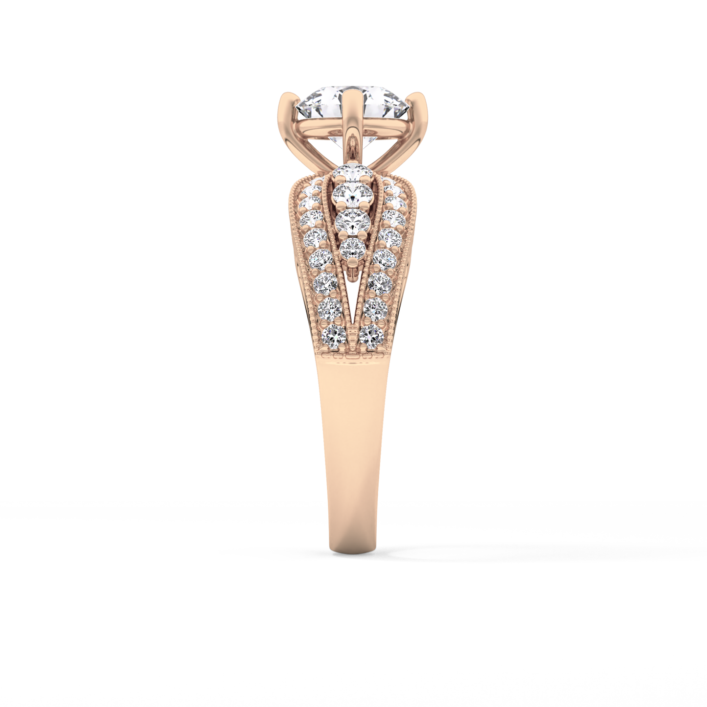 Round Pave Lab Grown Diamond Engagement Ring
