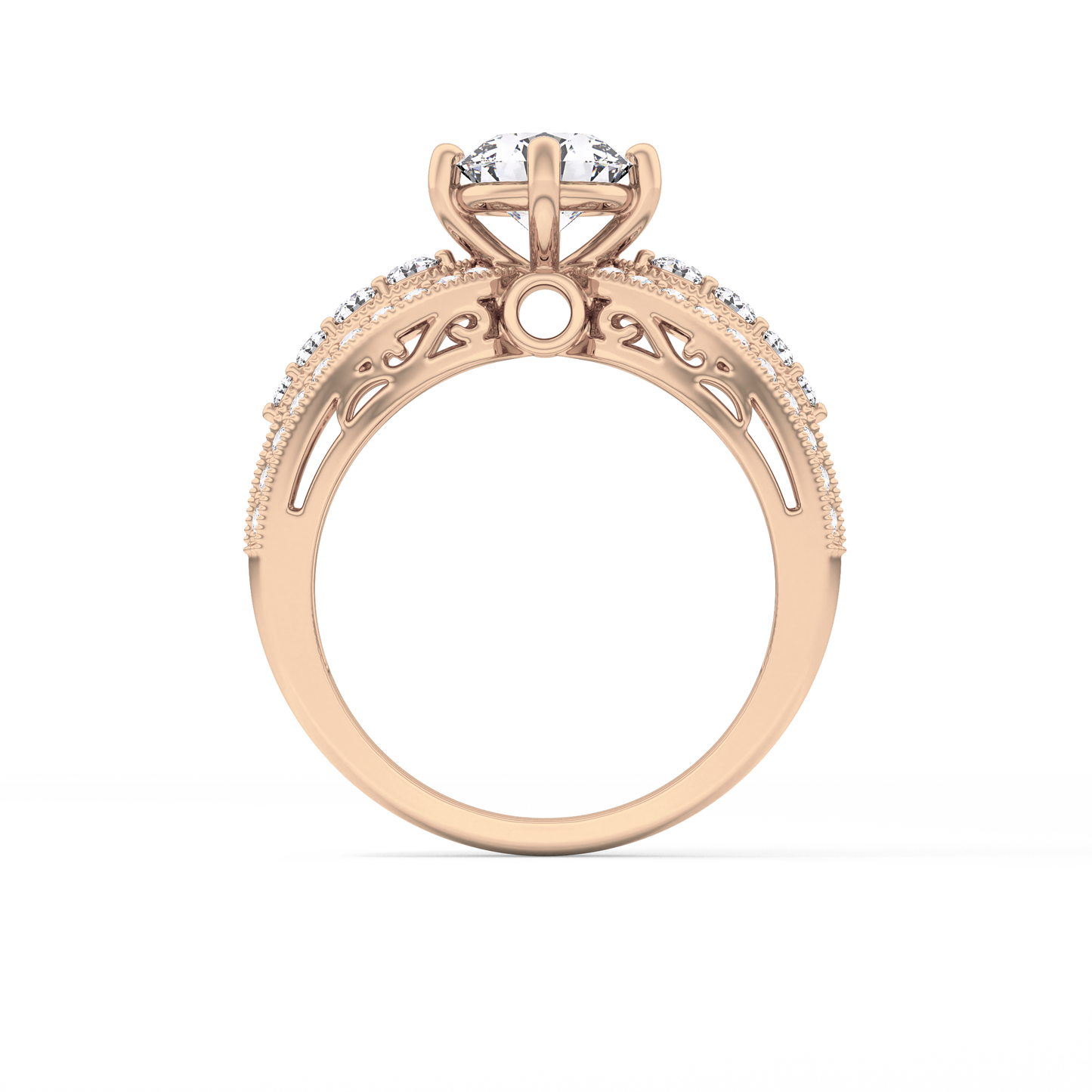 Round Pave Lab Grown Diamond Engagement Ring