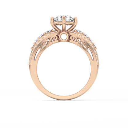 Round Pave Lab Grown Diamond Engagement Ring