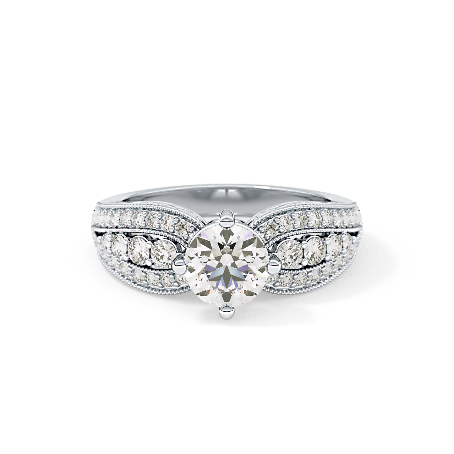 Round Pave Lab Grown Diamond Engagement Ring