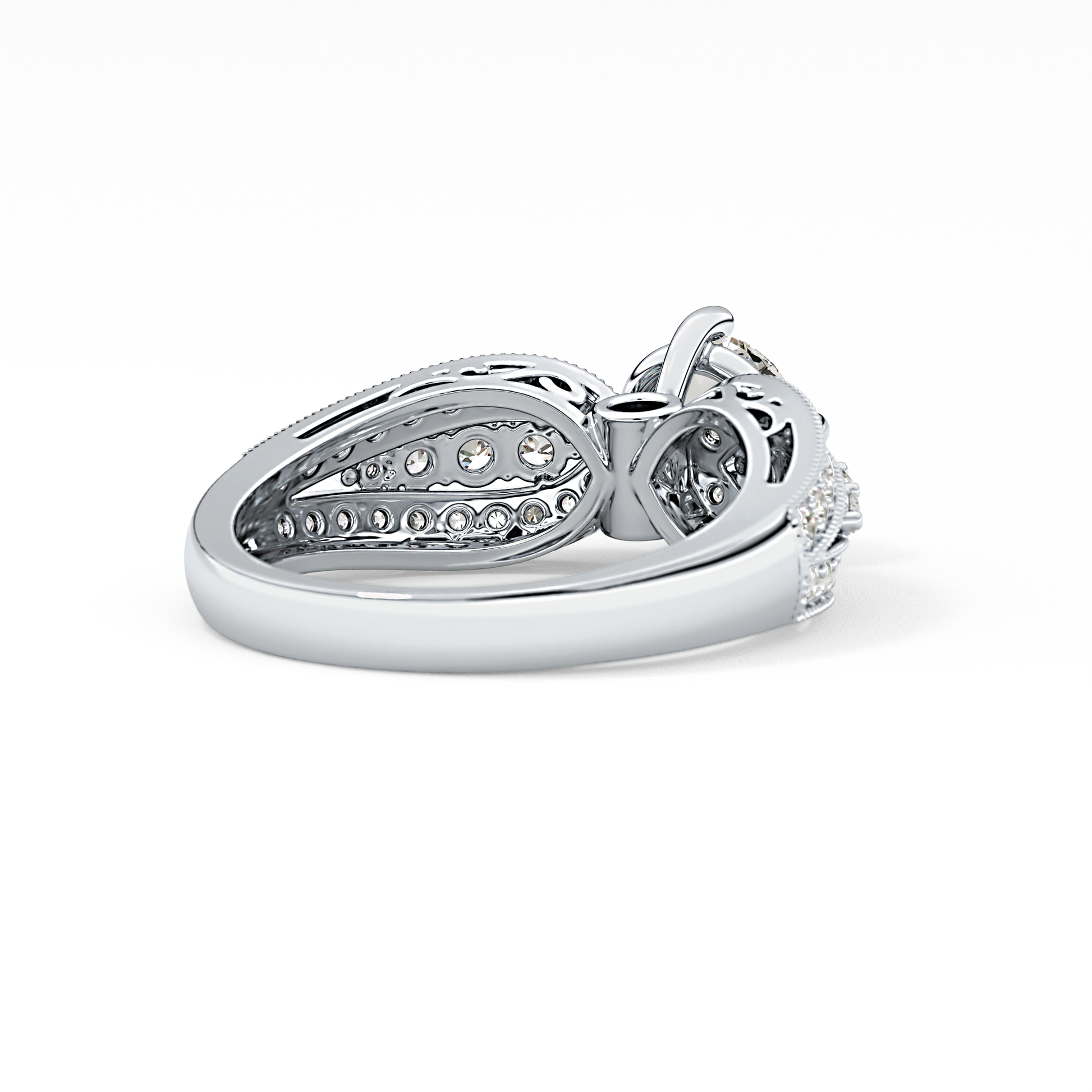 Round Pave Lab Grown Diamond Engagement Ring