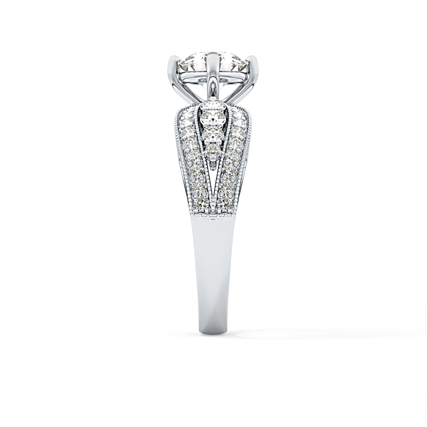Round Pave Lab Grown Diamond Engagement Ring