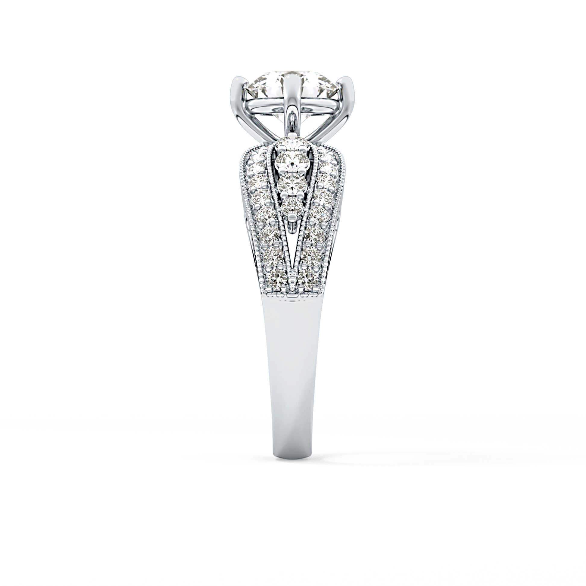 Round Pave Lab Grown Diamond Engagement Ring