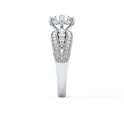 Round Pave Lab Grown Diamond Engagement Ring
